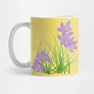 Crocus Flowers on Yellow Mug